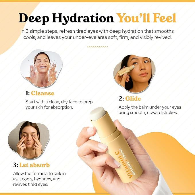 BellaBLISS Vitamin C Eye Balm Stick – Lightweight Under Eye Cream for Puffiness, Dark Circles & Wrinkles – Made in Korea – 0.35 oz / 10 g – Pack of 2