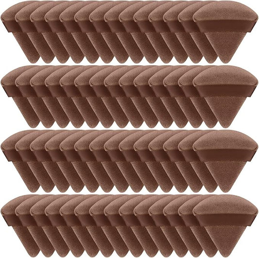 Suclain 48 Pcs Velour Triangle Powder Puff Soft Velour Makeup Puff for Face Powder Makeup Triangle Sponges for Wet and Dry Cosmetic Foundation Loose Mineral Body Tool(Brown)