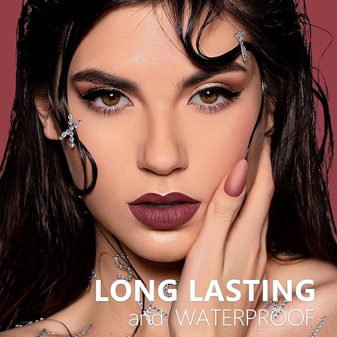 Dark Purple Lipstick Long Lasting Lipsticks for Women Pigmented Smudgeproof Transferproof Vegan Cruelty Free Chestnut Lip Makeup, A55 Summer