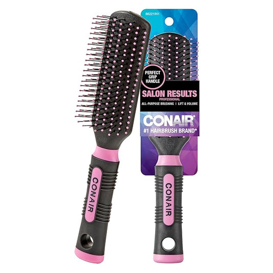Conair Salon Results Hairbrush - Hair brush for Men and Women - Detangling - suitable for all hair types -features Nylon Bristles - Pink/Black