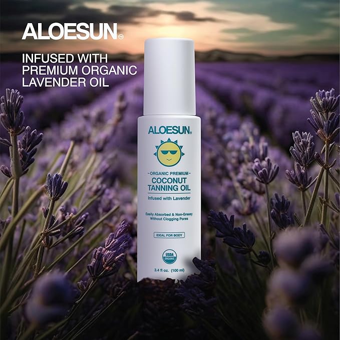 Organic Coconut Tanning Oil Spray Infused with Organic Lavender Oil | Natural Deep Tanning Accelerator | Moisturizing & Hydrating Tan | Non-Greasy | Vegan & Cruelty-Free | Travel Size 3.4 Oz