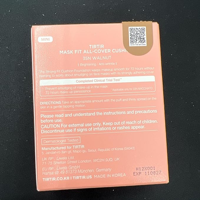 [*Mini Size*] TIRTIR All Cover Pink Cushion | Korean Cushion Foundation, (#35N Walnut, 0.15 Fl Oz)