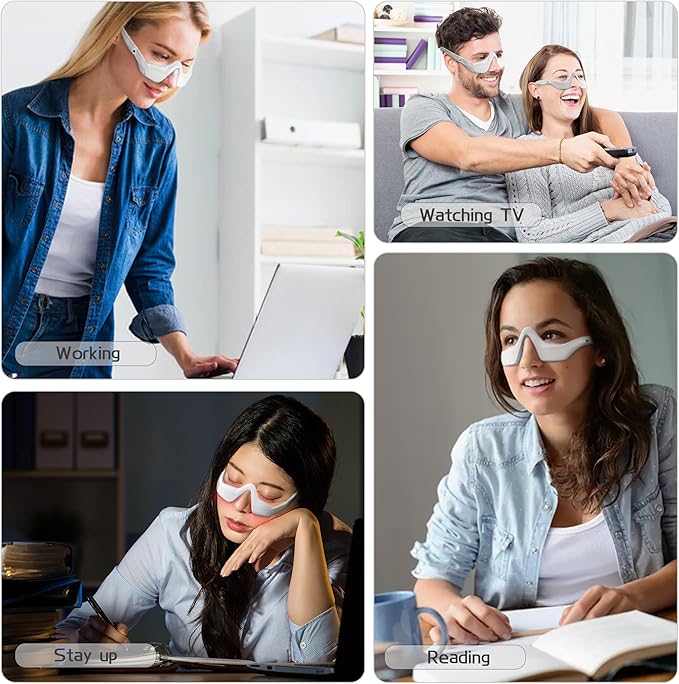 Under Eyes Red Light Therapy Glasses, Microcurrent Eye Face Massager Red Light Beauty Device with 4 Modes, Relieve Dark Circle, Eye Bag and Wrinkle Treatment Device