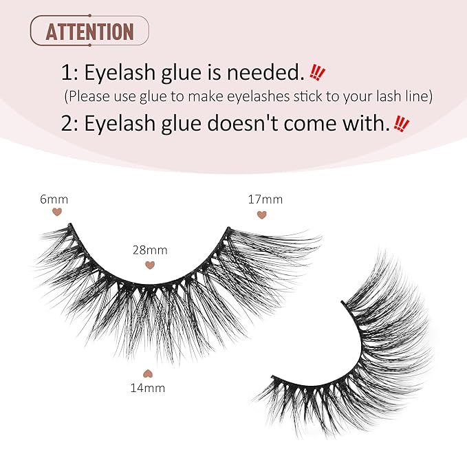 Onlyall Cat Eye Lashes Mink Lashes Fluffy Eyelashes Cat Eye False Lashes Fox Eye Lashes 7 Pairs F02