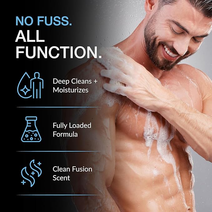 Chassis 360 Men's Body Wash - Maximum Hydration Liquid Body Cleanser for Men - Triple Foam Formula with Clean Fusion Scent - Suitable for All Skin Types - Sulfate & Paraben Free - 16 Fl Oz Bottle