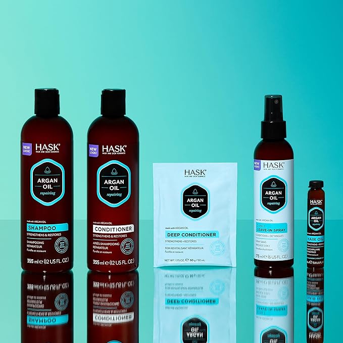 HASK ARGAN Repairing Shine Hair Oil for All Hair Types, Vegan, Color Safe, Gluten-free, Sulfate-free, Paraben-free - Pack of 3