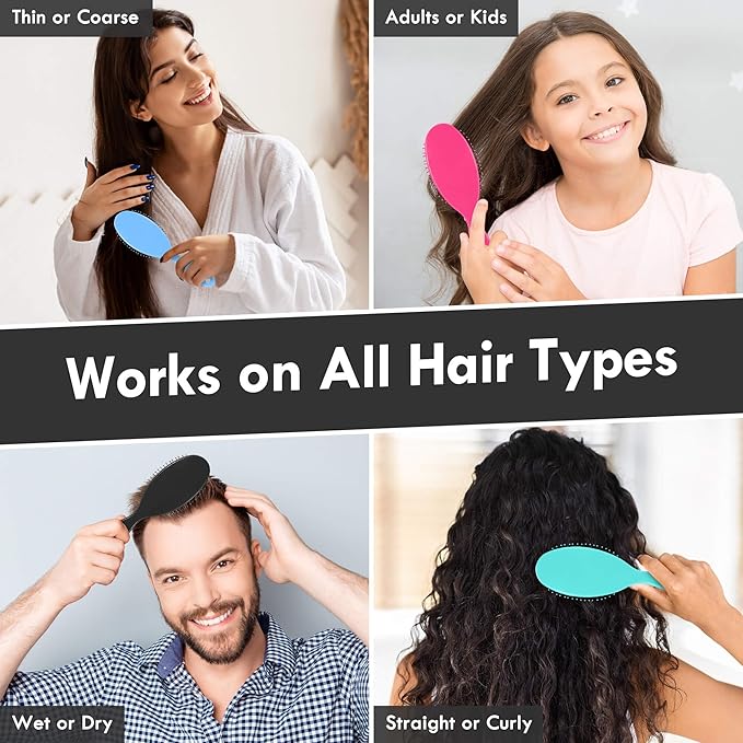 Air Cushion Detangling Hair Brush - 4 Pack Detangler Hairbrush with Ultra Soft Bristles for Effortless Tangle Removal - For Wet Dry Damaged Curly Hair for Women Men Boys Girls Kids - Purple