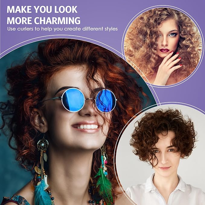 Syhood 30 Pcs 7'' Flexible Curling Rods Twist Foam Hair Rollers Soft Foam No Heat Hair Rods Rollers and 1 Steel Pintail Comb Rat Tail Comb for Women Long Short Hair(Purple,7 x 0.55 Inch)