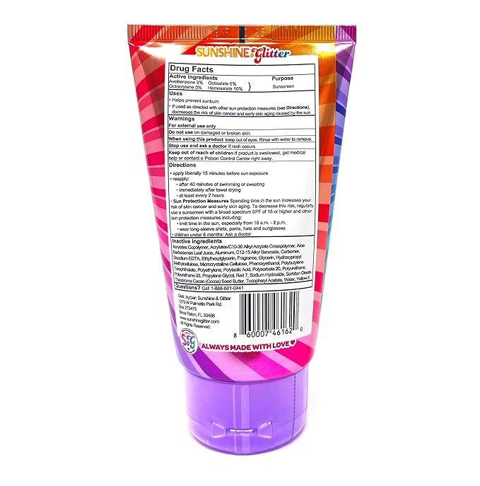 Seastar Sparkle - Rainbow Party Cake Scented Glitter Sunscreen - SPF 50 - Biodegradable Sunscreen, Kids, Water Resistant, Glitter lotion, Cruelty Free, Kids Lotion, Made in USA, 3.4oz