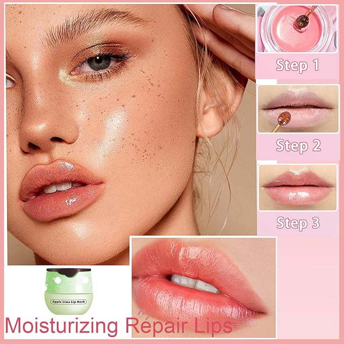 1 PCS Bee Lip Balm Honey Pot, Exfoliating Apple Bee Lip Balm Sleeping Lip Mask Overnight with Sticks, Honey Pot Lip Balm Prevention Dry Hydrating and Crack Lip Scrubs