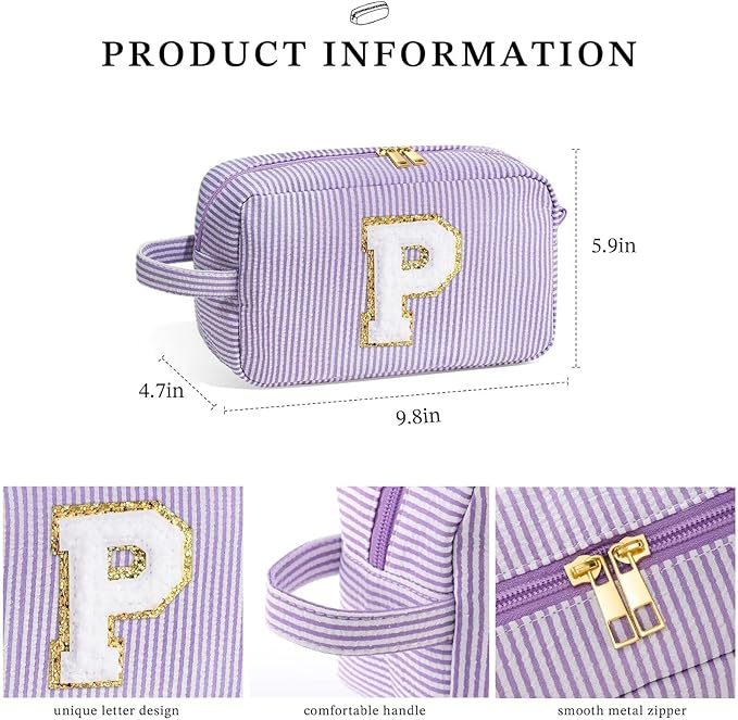 YOOLIFE Gifts for Sister - Birthday Gifts for Sister, Sister Gifts, Sisters Gifts from Sister, Sister In Law Gifts, Personalized Gifts Idea for Women Her, Travel Initial Purple Makeup Bags for Women D