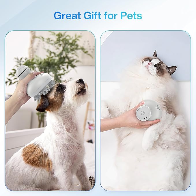 COMFIER Electric Scalp Head Massager with 4 Soft Silicone Massage Heads, Portable Hair Massager for Hair Growth, Relieve Stress, Head Scratcher for Deep Relaxation, Dog Cat Massager, Gray