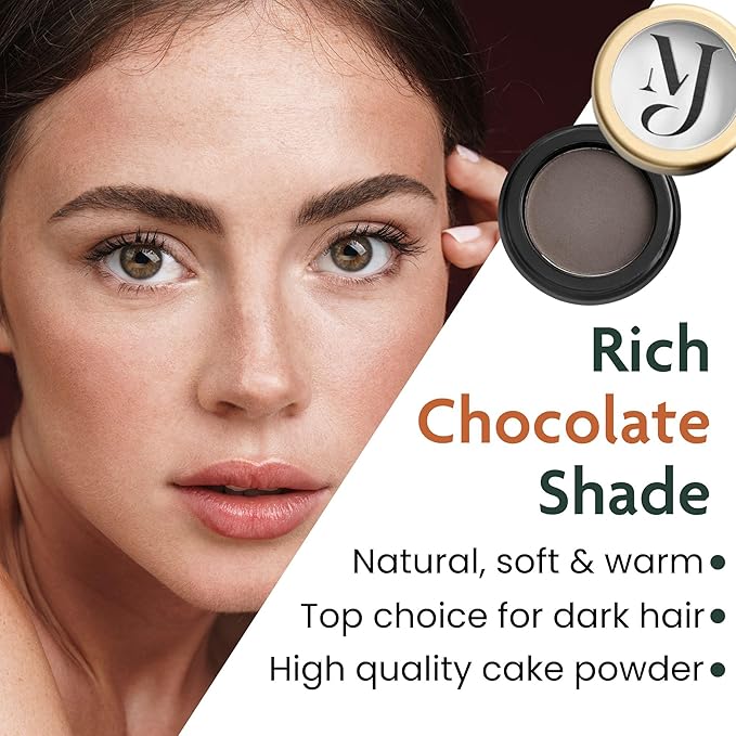 Dark Brown Eyebrow Powder – Long-Lasting, Waterproof, Smudge-Proof Brow Powder for Natural, Defined Brows – Vegan & Cruelty-Free Eyebrow Makeup by Marie-José - Made in USA