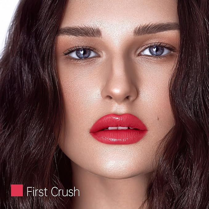 Classic Red Moisturizing Lipstick – Hydrating Creamy Lip Color for Dry & Sensitive Lips, Lightweight Glossy Tinted Balm, Long-Lasting Lipstick for Women (First Crush)