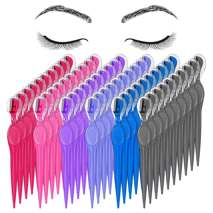 60 Pieces Eyebrow Razor Eyebrow Knife Eyebrows Shaper Trimmer Shaver Facial Hair Razor Tool for Christmas Valentine's Day Giving (Assorted Colors)