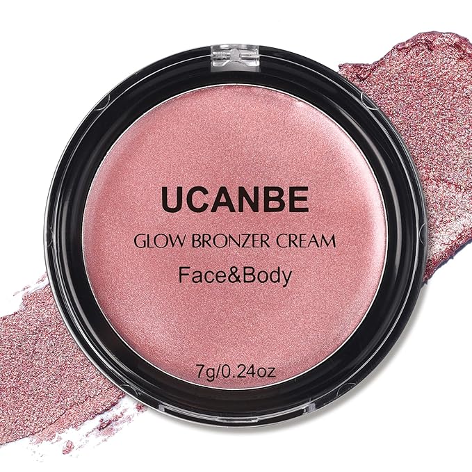 UCANBE Cream Bronzer for Face & Body, Natural Rose Gold Sun-Kissed Glow Blusher, Buildable Luminous for Long Lasting Rosy Flushed, Lightweight Illuminating Contouring Multi-Use Makeup Palette