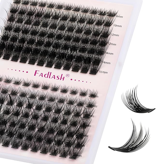 Lash Clusters DIY Eyelash Extensions 168 Clusters Lashes D Curl 0.07 Natural Individual Lash Extensions Mixed Tray False Eyelashes Soft & Strong Thin Band DIY at Home (F22+F23-0.07D, 8-16mm)