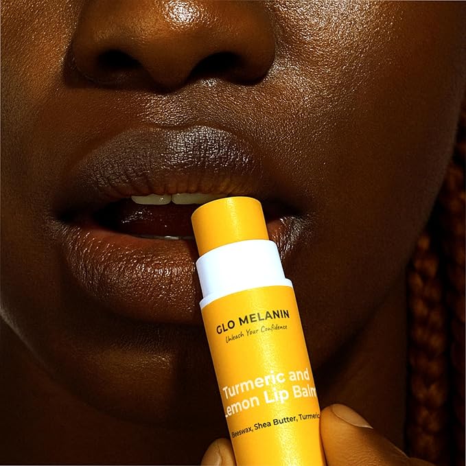 Glo Melanin All Natural Lemon and Turmeric Lip Balm - Natural Lip Balm Illuminate Your Smile, Brighten & Nourish Dark Lips Effortlessly - For Smokers Lips