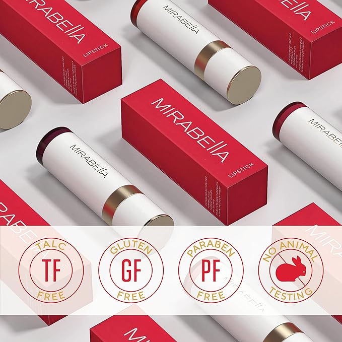 Mirabella - Sealed with a Kiss Full-Coverage Moisturizing Lipstick, Richly Pigmented, Creamy Lip Makeup, Hydrating Mineral-Based Lip Color with Antioxidant Vitamin E, Shine Shades, Mulberry Mocha