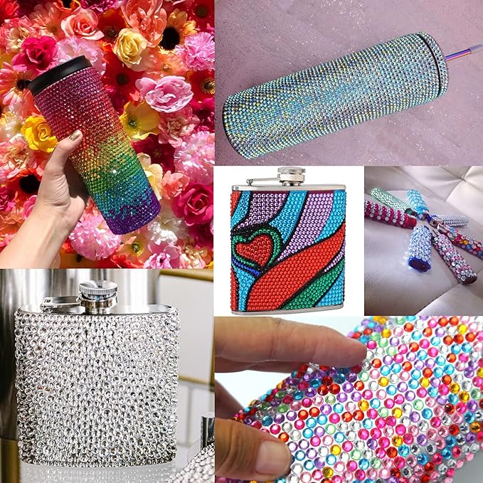 Flat Back Rhinestone Kits Colorful Rhinestones+Crystal AB&Transparent White Gems With Picker Pencil And Tweezer For Home DIY And Professional Nail Art