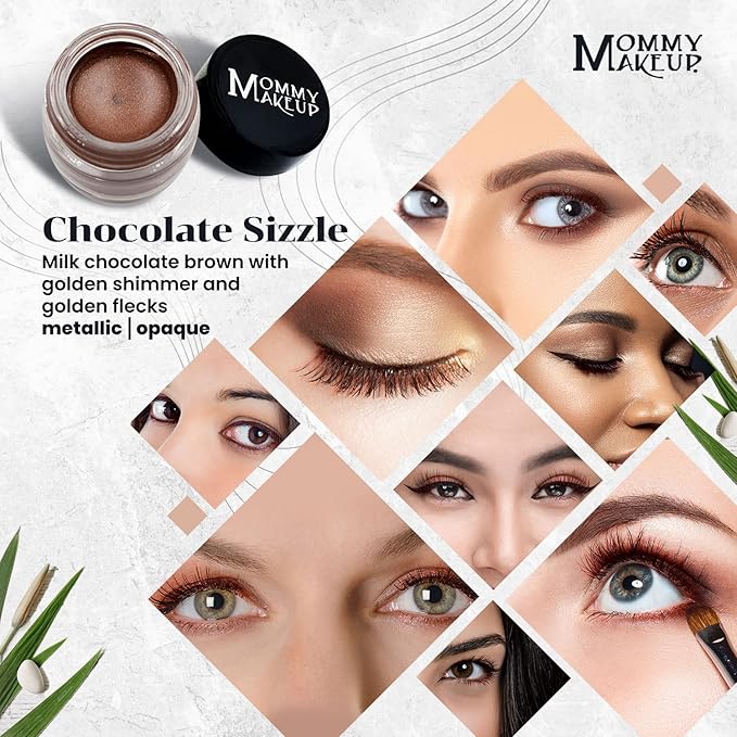 Mommy Makeup Waterproof Stay Put Gel Eyeliner Pot with Micropigments - Smudge-Proof, Long Lasting, Highly Pigmented Cream Eye Liner, 0.14 oz (Chocolate Sizzle)