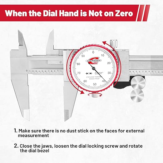 0-6" Range SAE Dial Caliper Measuring Tool, Analog Precision Micrometer Caliper ±0.001" Accuracy, Manual Mechanical Metal Stainless Steel Measuring Dial with 4-Way Measurements
