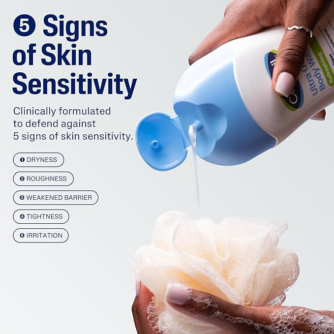 Cetaphil Ultra Gentle Refreshing Body Wash, Refreshing Scent For Dry to Normal, Sensitive Skin, 16.9oz Pack of 3, with Aloe Vera, Calendula, Vitamin B5, Hypoallergenic, Dermatologist Tested