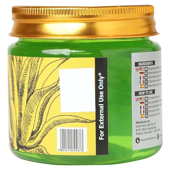 SVATV Natural Aloe Vera Gel With Lemon Fragrance for Face, Skin, Hair & Sunburn Relief, Unscented Gel | Suitable for All Skin Types - (200g, 7.05 oz, 0.44lbs)