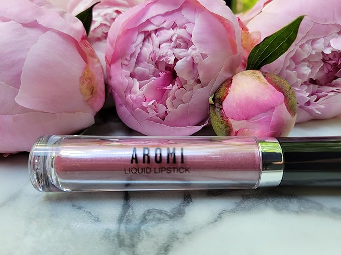 Aromi Metallic Matte Liquid Lipstick | Dusty Pink, Light Rosy Mauve Lip Color with Shimmery Finish, Long-lasting, Waterproof, Vegan, Cruelty-free (Fairy Tale)