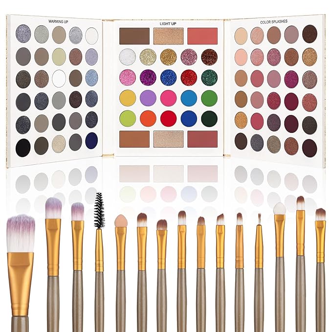 UCANBE Eyeshadow Palette with 15 Brushes Makeup Sets, Pigmented