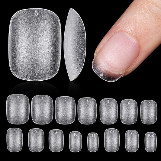 TOMICCA Extra Short Oval Nail Tips, Acrylic Double Sided Matte Fake Nails for Extension,240Pcs 15 Sizes Press On Nail Tips for Home DIY Art Women Girls
