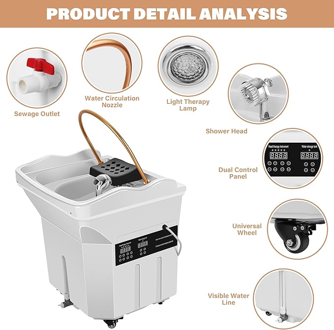 Head Spa Equipment with 60L Water Storage Tank, Warm Steam & Hair Wash Sink for Scalp Care and Relaxation (Head Spa Equipment-White)
