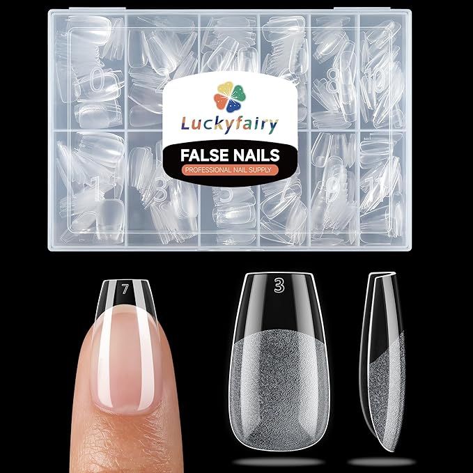 Short Coffin Nails Tips: Soft Gel Pre-Shaped Acrylic Nail Tips Coffin 360pcs Fake Nails Half Matte Full Cover Clear Press on False Acrylic Nails for Nail Extension Home DIY 12 Sizes