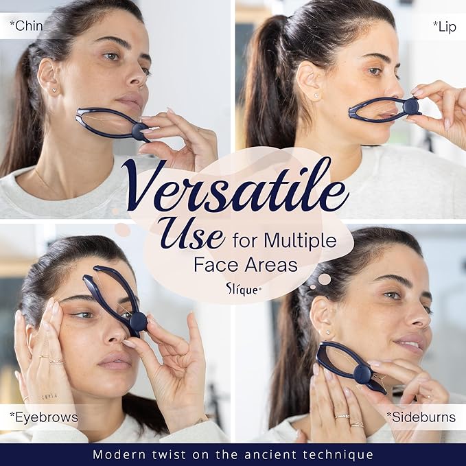 Original Slique Hair Removal Threading Epilator – Facial Hair Remover for Women – Includes 5 Replacement Threads – Easy to Use for Eyebrows, Upper Lip, Cheeks & More – Compact & Travel-Friendly