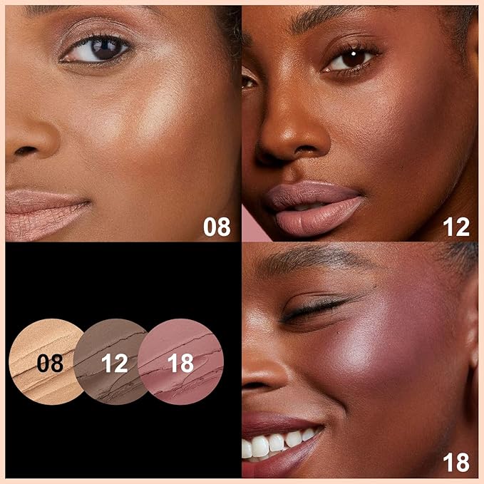 FOCALLURE 3 Pcs Cream Contour Sticks,Shades with Highlighter & Bronzer & Blush,Non-greasy Long-wear Face Contouring Pen,Easy to Sculpt the Face and Create a Lightweight Finishing Makeup,MEDIUM-DEEP