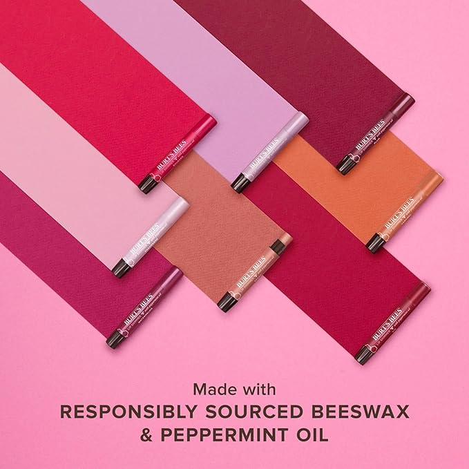 Burt's Bees Shimmer Lip Tint Set, Tinted Lip Balm Stick, Moisturizing for All Day Hydration with Natural Origin Glowy Pigmented Finish & Buildable Color, Grapefruit (4-Pack)