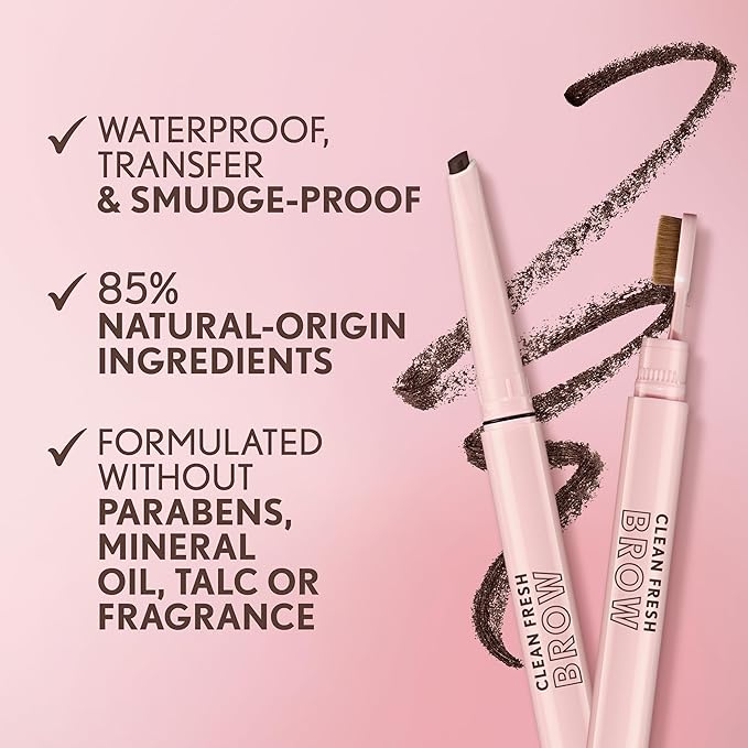 Covergirl Clean Fresh Brow Filler Pomade, 600 Dark Brown, Eyebrow Pencil, Ultra-Precise Tip, Creamy Formula, Highly Pigmented, Soft Matte Finish, Vegan Formula, 0.007oz