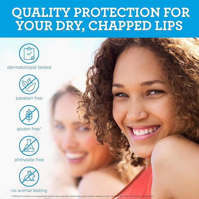 Softlips Daily Lip Moisturizer for Dry Lips, Vanilla Flavored Lip Balm, SPF 20, 2 pk (12x0.14oz)