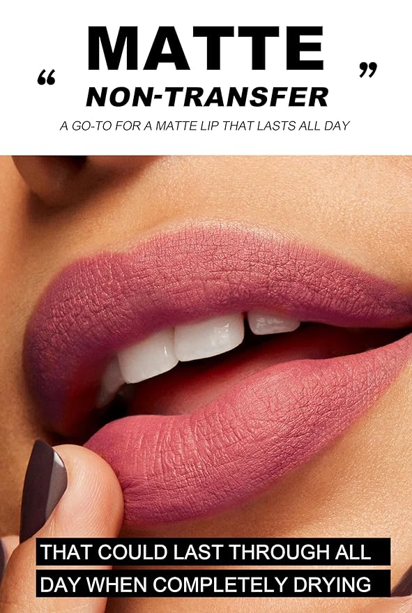 BestLand 6Pcs Matte Liquid Lipstick Makeup Set, Matte liquid Long-Lasting Wear Non-Stick Cup Not Fade Waterproof Lip Gloss (Literary Allure Gift Set B)