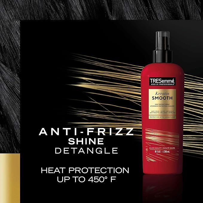 TRESemmé Expert Keratin Smooth Hair Care Set - Heat Protection Spray, Shine Serum with Marula Oil, and Thermal Leave-in Spray, Anti-Frizz Products (3 Piece Set)
