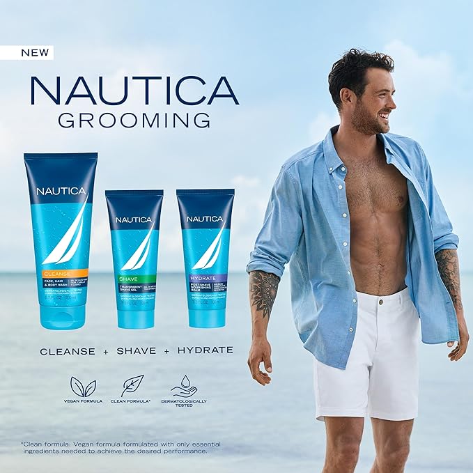 Nautica Grooming Aftershave Balm 3.3 fl oz (Pack of 1), Notes of Grapefruit, Lavender, and Wood, Men's Fragrance, Long Lasting, Everyday Fragrance, Travel Size