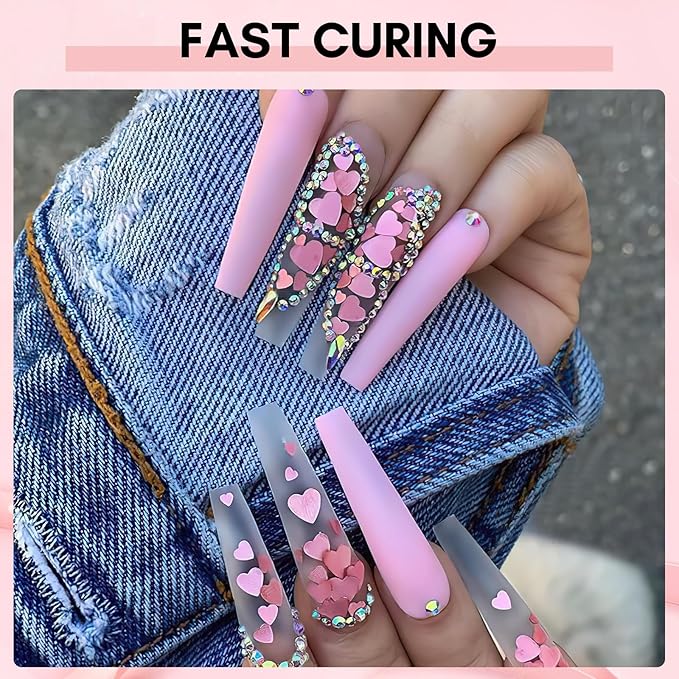 Makartt Nail Rhinestone Glue, Super Strong Gel Nail Glue for Rhinestones, 3D Art Design Charms and Gems, for Jewel Crystal Beads Gems Diamonds, UV/LED Need, Easy Use, 15ML