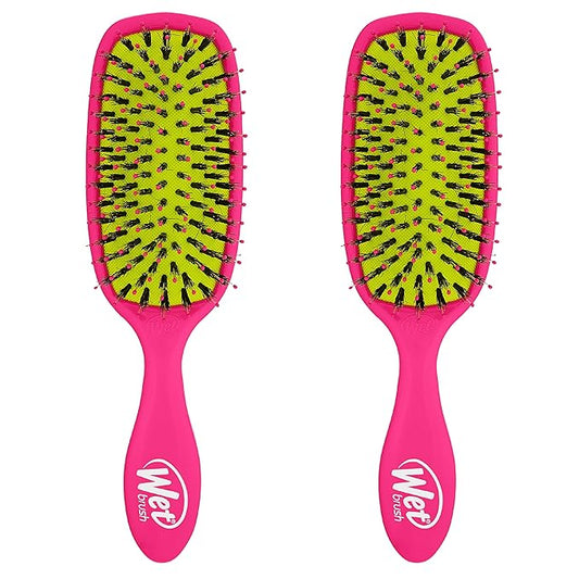 Wet Brush Shine Enhancer Hair Brush, Pink, Exclusive Ultra-soft IntelliFlex Bristles, Natural Boar Bristles for All Hair Types, For Women and Men, Wet and Dry (Pack of 2)