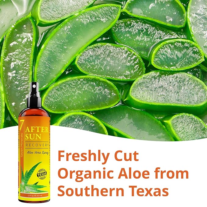 NEW After Sun Solar Recovery Spray with Aloe Vera - For Skin & Face with Instant Sunburn Relief. Unlike Regular Aftersun Spray, Ours Is Made From Freshly Cut Texas Aloe. With Mango & Chamomile (12 Oz)