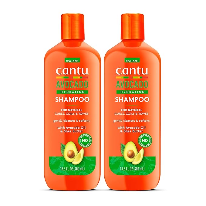 Cantu Avocado Hydrating Sulfate-free Shampoo with Pure Shea Butter, 13.5 oz (Pack of 2)