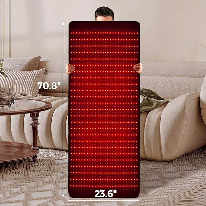2025 New Release Infrared Red Light Therapy Mat- 1440 pcs SMD 5050 LED Chips - 660nm & 850nm Wavelengths, Pain Relief, Enhances Recovery, Whole Body Care, Sleep Improvement & Energy Boost