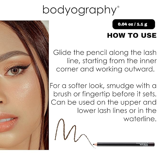 Bodyography Cream Eye Pencil, Midnight Blue - Navy Wooden Eyeliner for Eyes & Eyebrows, Long-Lasting Cruelty-Free Coconut Oil Cosmetic Liner