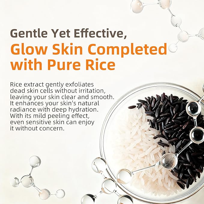 Rice Ampoule Peel Shot Glow (2 PCS) - White & Black Rice Gentle Exfoliating Serum for Radiant, Smooth Skin, 80ml