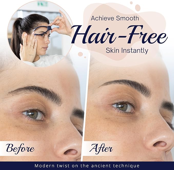 Original Slique Hair Removal Threading Epilator – Facial Hair Remover for Women – Includes 5 Replacement Threads – Easy to Use for Eyebrows, Upper Lip, Cheeks & More – Compact & Travel-Friendly