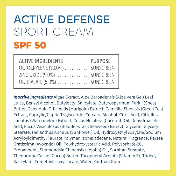 Seaweed Bath Co. Active Defense SPF 50 Sport Broad Spectrum Hybrid Sunscreen Cream, 3.4 Ounce, Sustainably Harvested Seaweed, Aloe, Watermelon